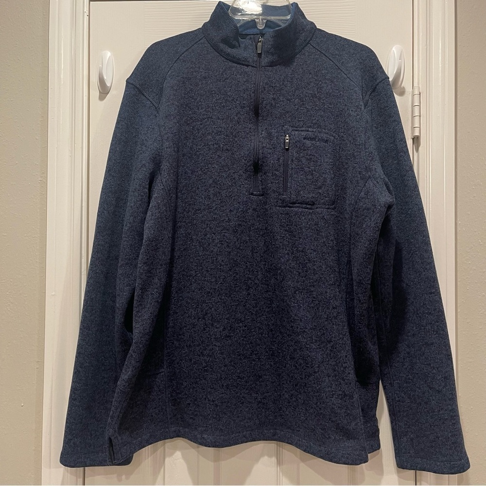 Woolrich Mens XL Fleece Pullover Half Quarter Zip Sweater Jacket Blue Sweatshirt
